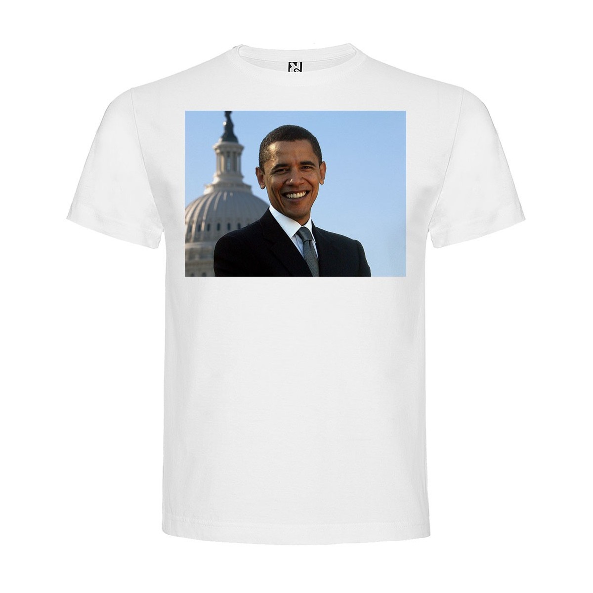 T-Shirt Barack Obama - col rond homme blanc