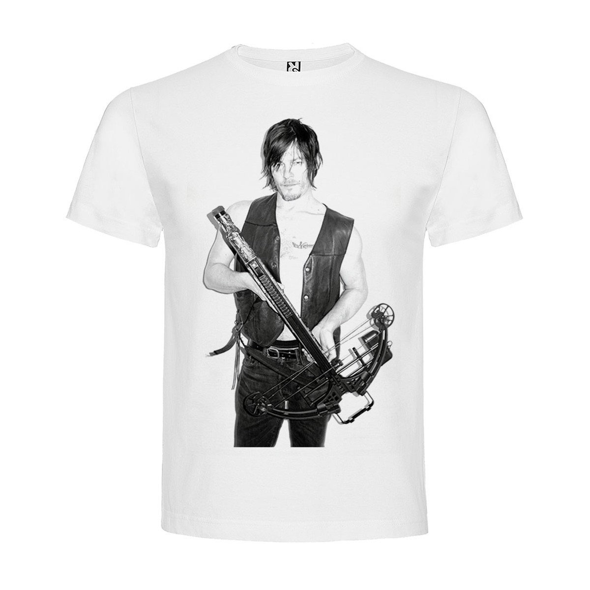 T-Shirt Norman Reedus - col rond homme blanc