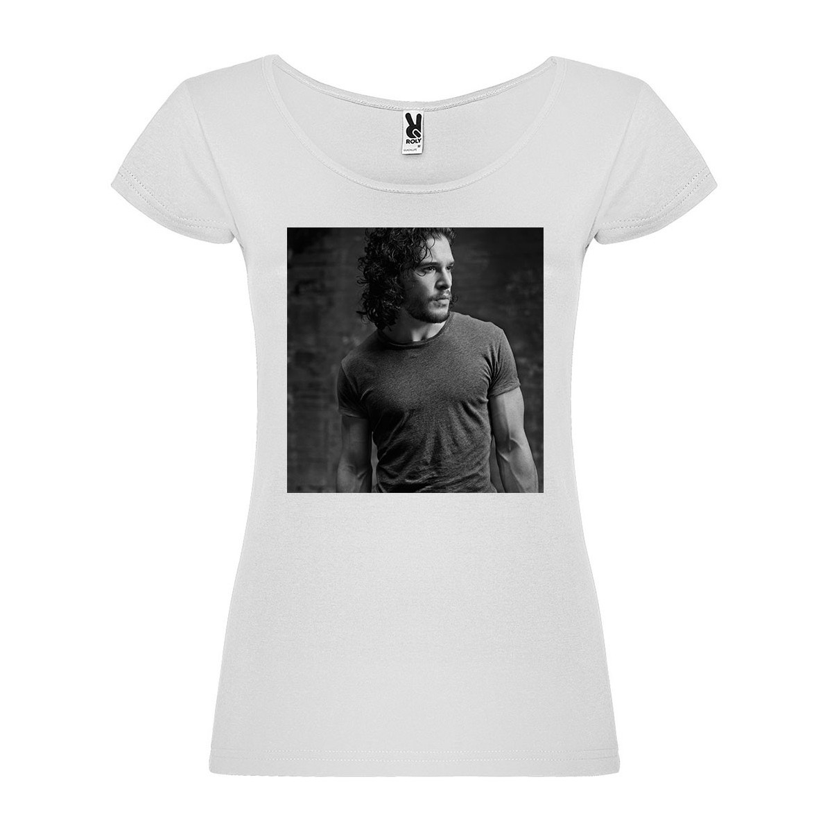 T-Shirt Kit Harington - col rond femme blanc