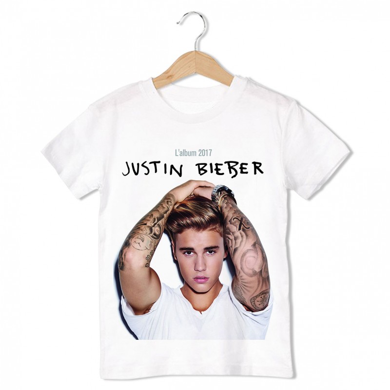 T-Shirt Justin Bieber - enfant blanc