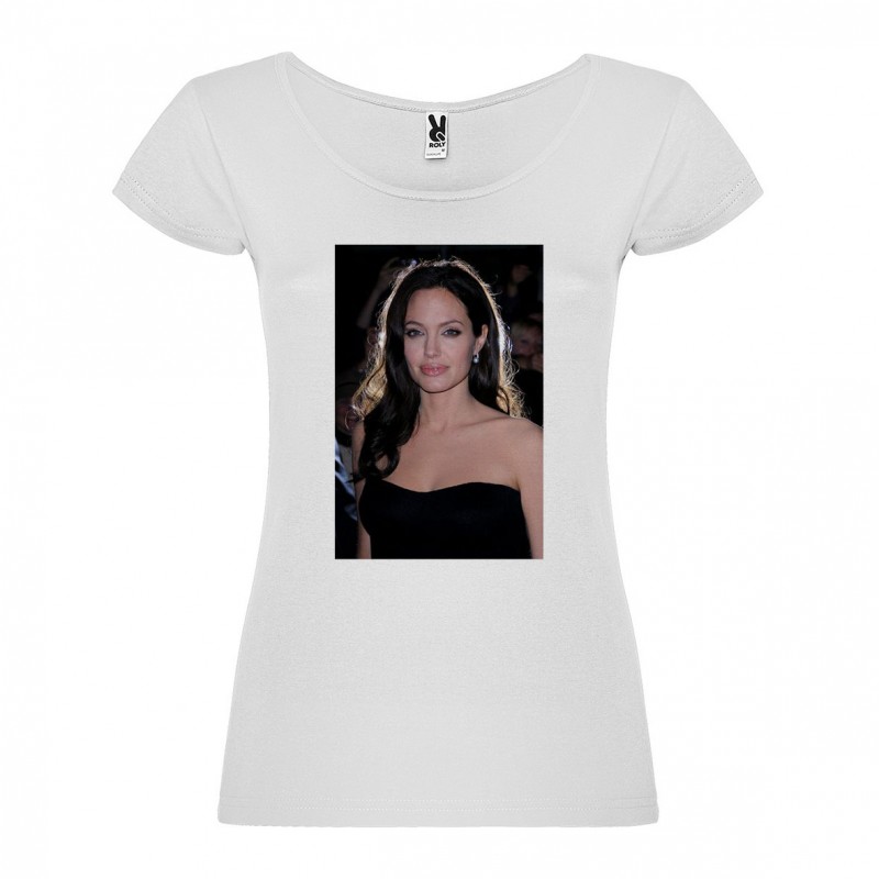 T-Shirt Angelina Jolie - col rond femme blanc