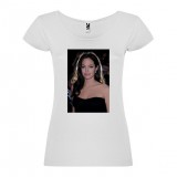 T-Shirt Angelina Jolie - col rond femme blanc