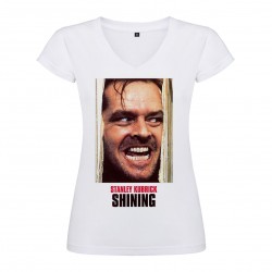 T-Shirt Shining - col V femme blanc