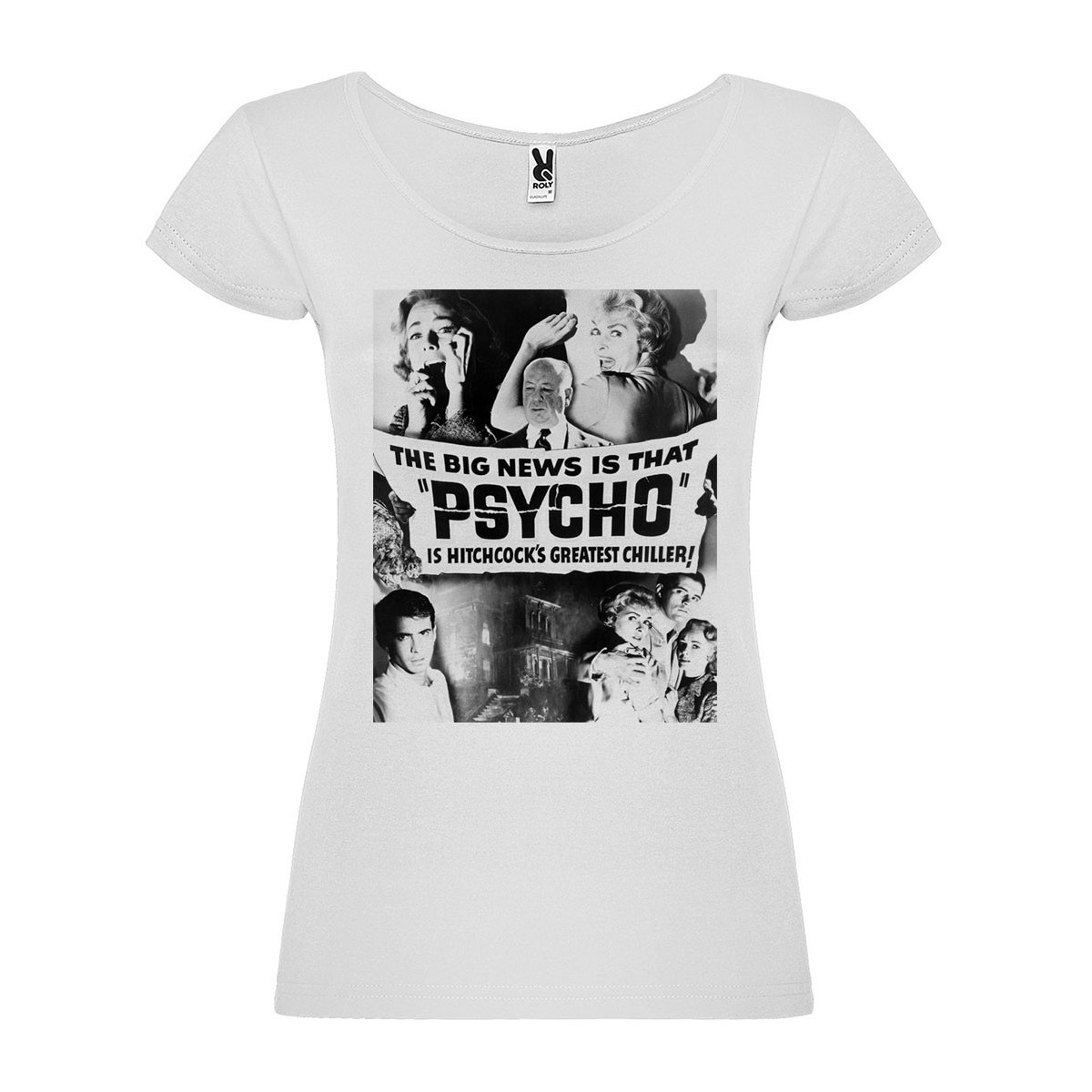 T-Shirt Psychose - col rond femme blanc