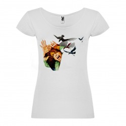 T-Shirt Les oiseaux - The Birds - col rond femme blanc