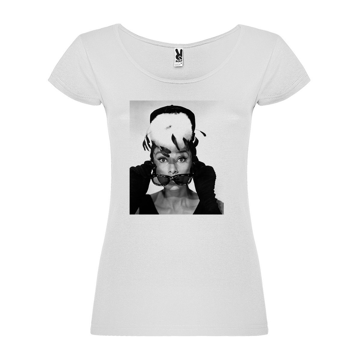 T-Shirt Audrey Hepburn - col rond femme blanc
