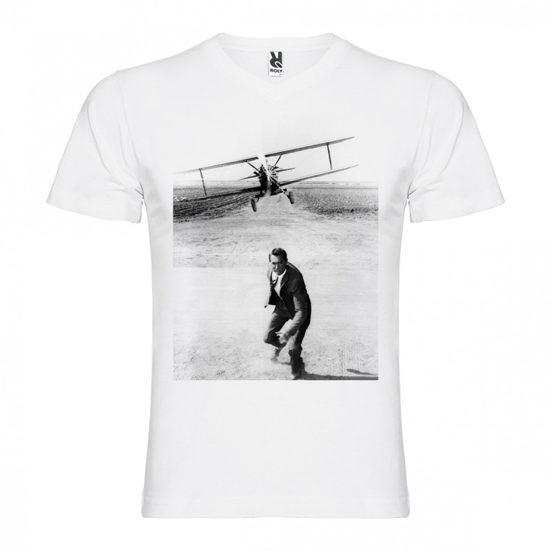 T-Shirt La Mort aux trousses - North by NorthWest - col v homme blanc