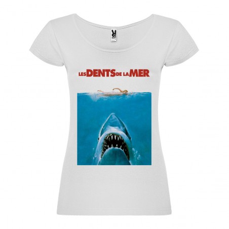 T-Shirt Jaws / Les dents de la mer - col rond femme blanc