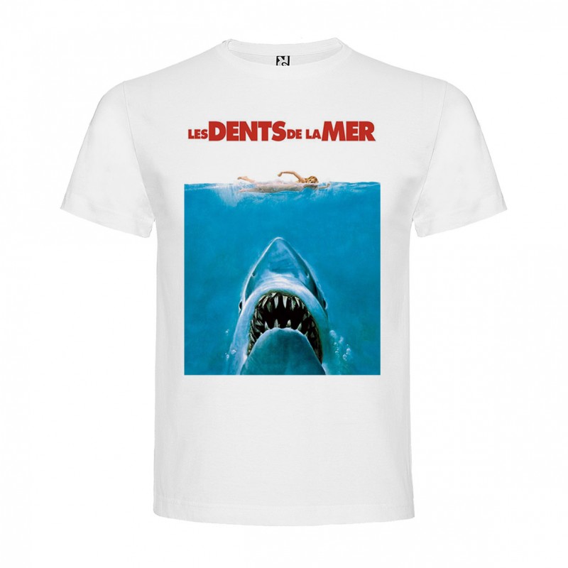T-Shirt Jaws / Les dents de la mer - col rond homme blanc