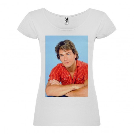 T-Shirt Patrick Swayze - col rond femme blanc