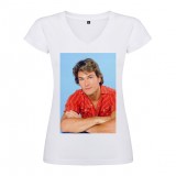 T-Shirt Patrick Swayze - col V femme blanc