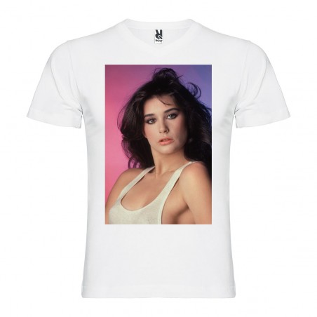 T-Shirt Demi Moore - col v homme blanc