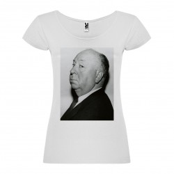 T-Shirt Alfred Hitchcock - col rond femme blanc
