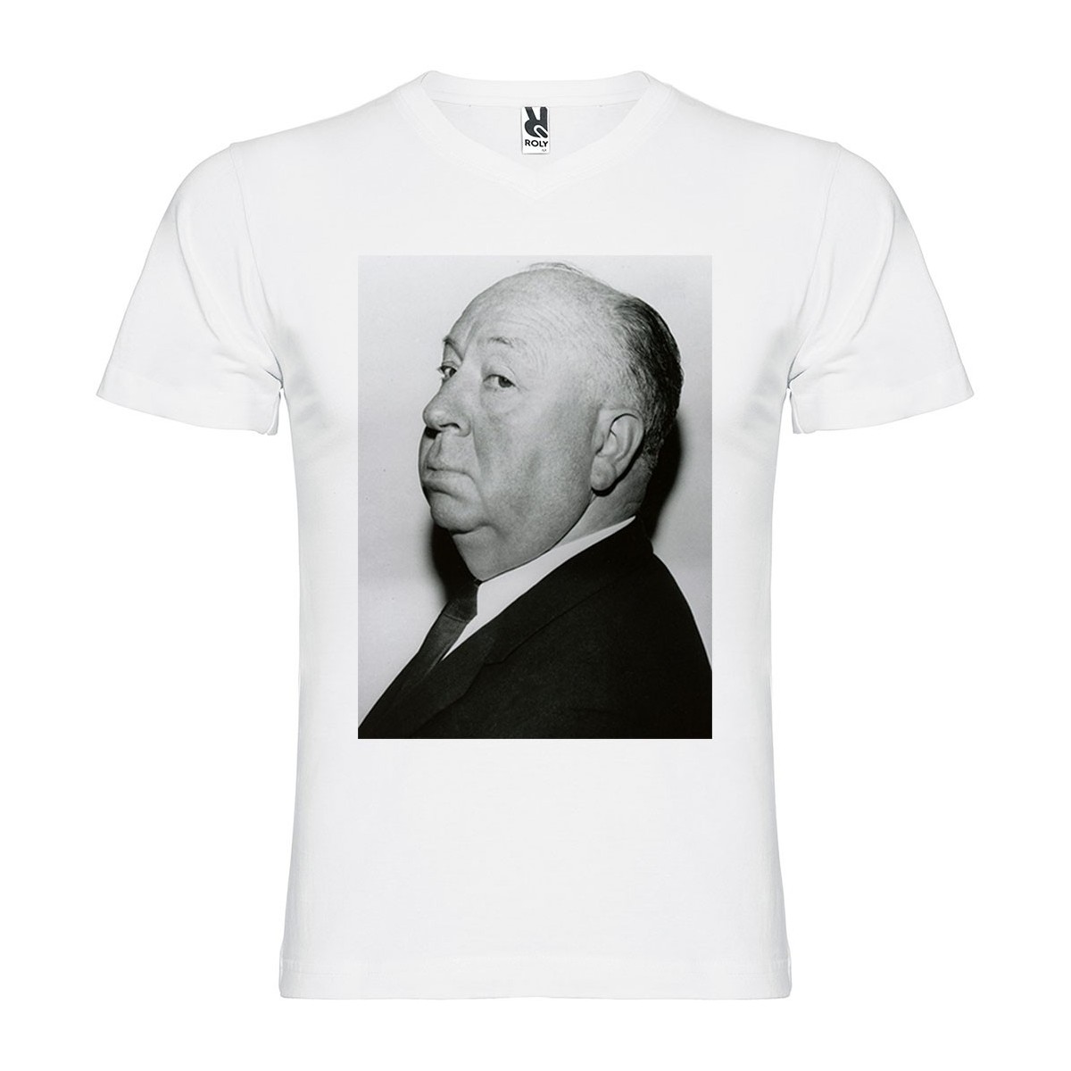 T-Shirt Alfred Hitchcock - col v homme blanc