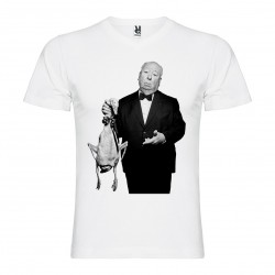 T-Shirt Alfred Hitchcock - col v homme blanc