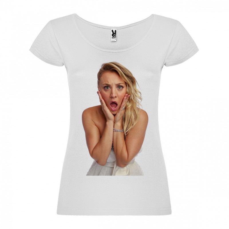 T-Shirt Kaley Cuoco - col rond femme blanc