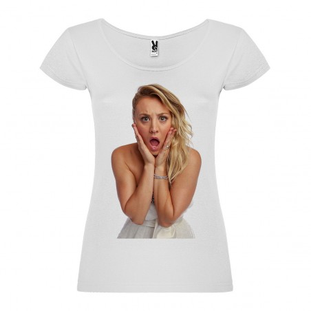 T-Shirt Kaley Cuoco - col rond femme blanc