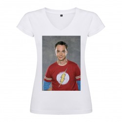 T-Shirt Jim Parsons - col V femme blanc