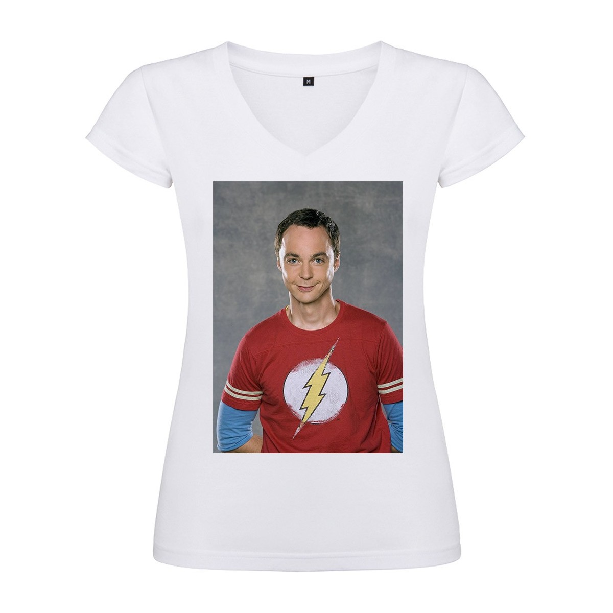 T-Shirt Jim Parsons - col V femme blanc