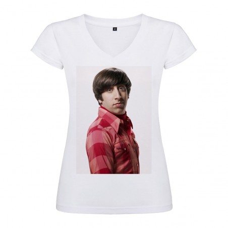 T-Shirt Simon Helberg - col V femme blanc