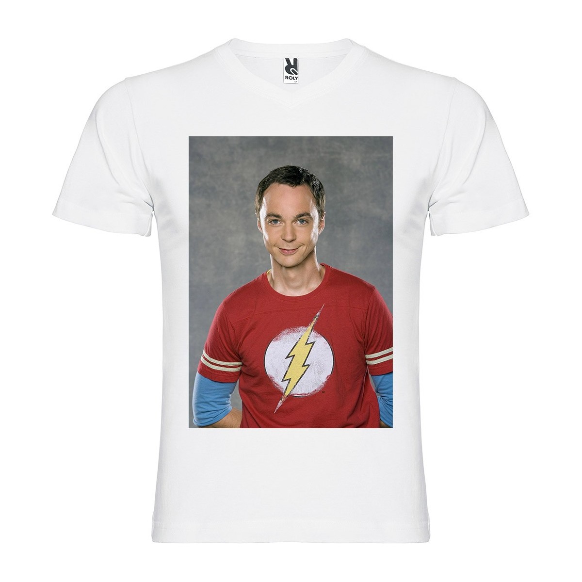 T-Shirt Jim Parsons - col v homme blanc