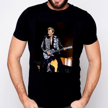 T-Shirt Johnny Hallyday Guitare - homme noir