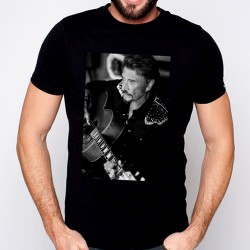 T-Shirt Johnny Hallyday Portrait - homme noir