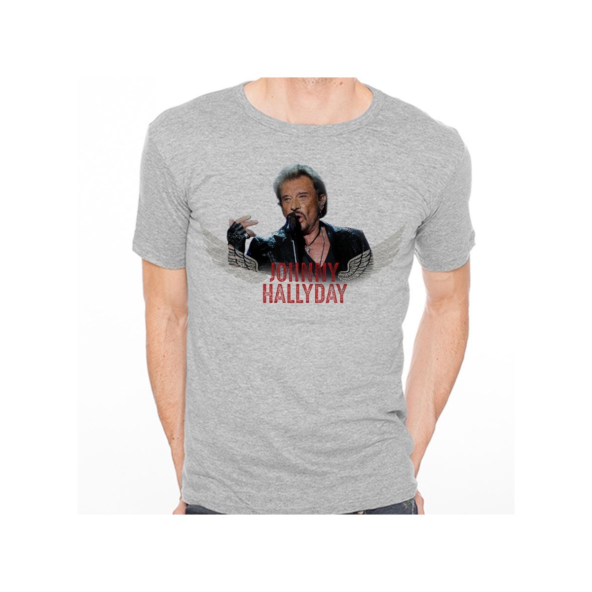 T-Shirt Johnny Hallyday Rock'n Roll - homme gris
