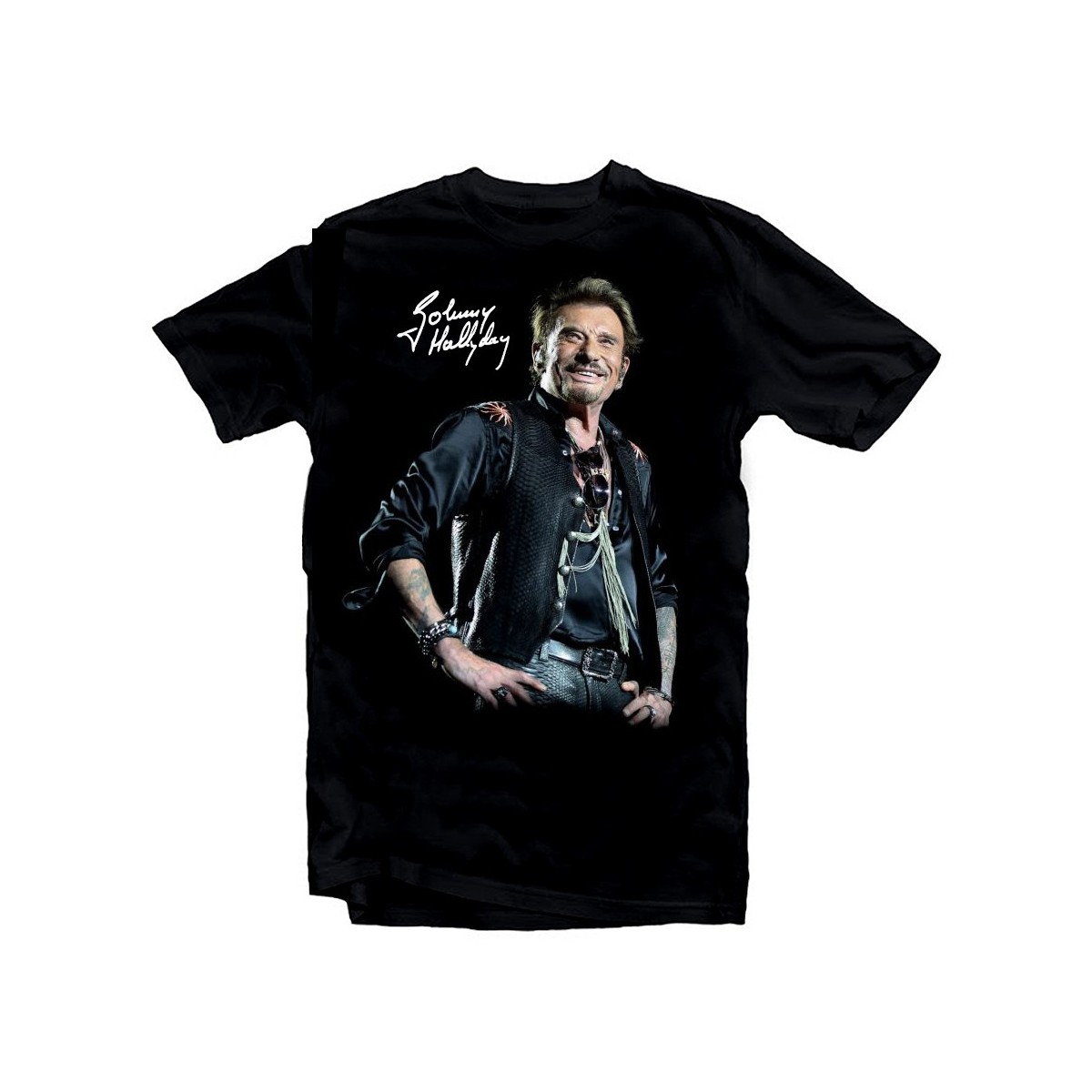 T-Shirt Johnny Hallyday Star - homme noir