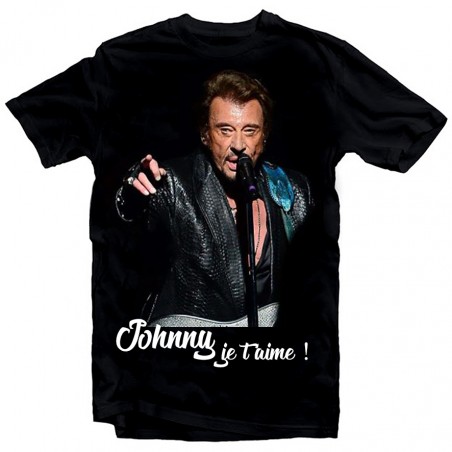 T-Shirt Johnny Hallyday je t'aime - homme noir