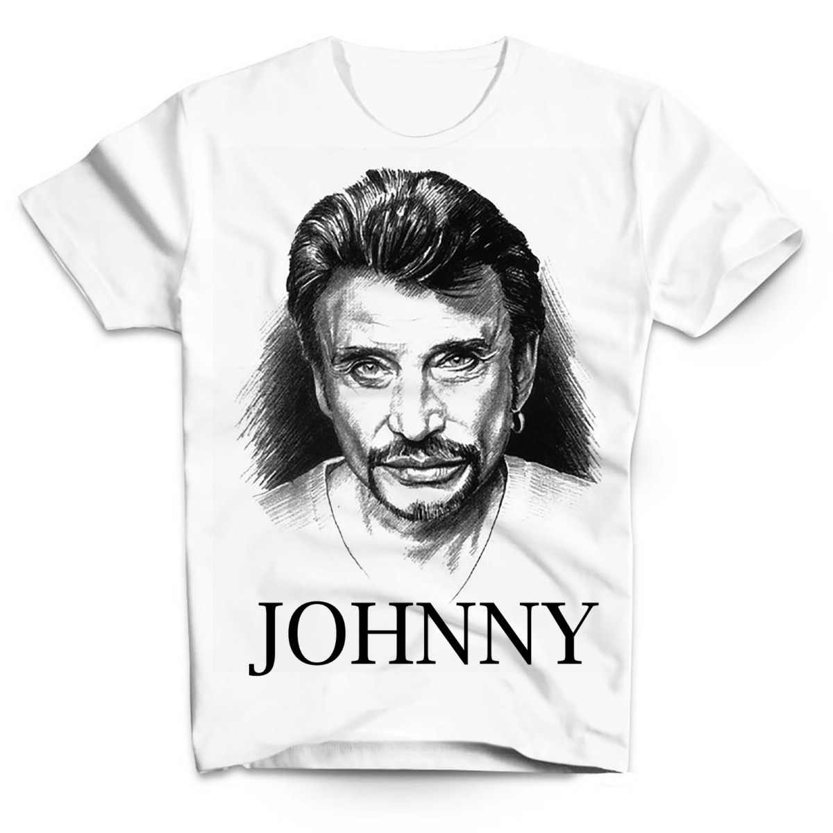 T-Shirt Johnny Hallyday illustration - homme blanc